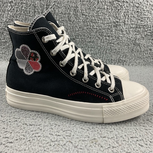 Converse Shoes 10 Chuck Taylor Lift Hi Crafted Patchwork All Star Flower‎ Patch - Picture 2 of 16